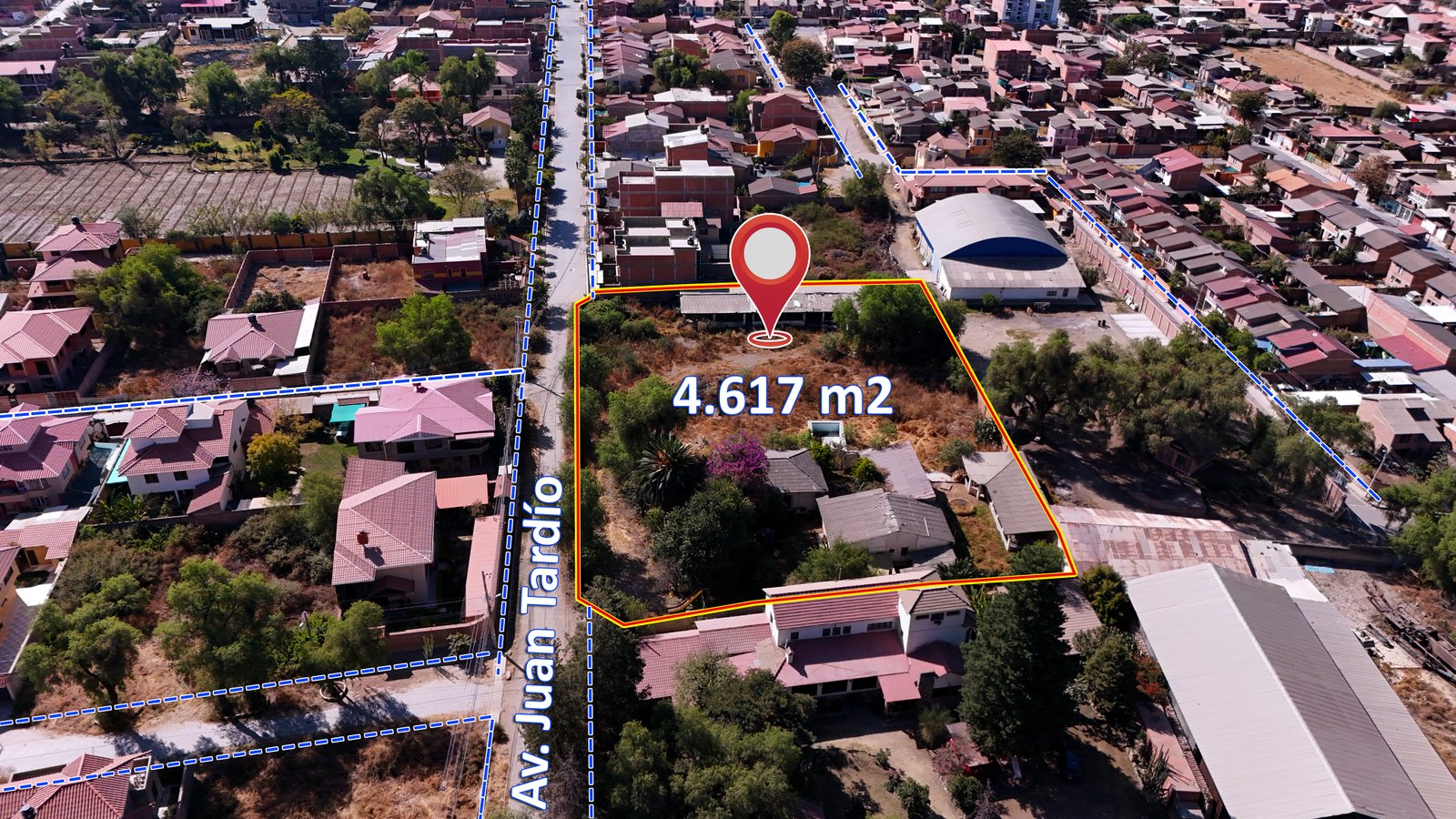 TERRENO DE 4.617 m² EN VENTA - QUILLACOLLO AV. JUAN TARDÍO